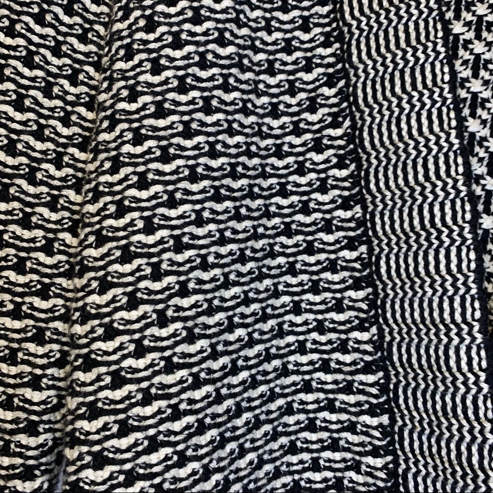 Talbots Wool Blend  White & Black Chunky Knit Open Cardigan Sweater Size Small - Picture 7 of 9